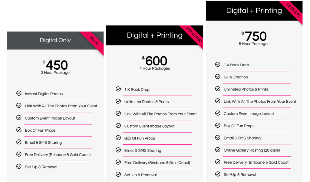 Photo Booth Hire Packages